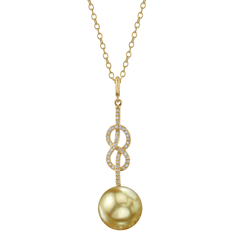 Golden South Sea Pearl & Diamond Levana Infinity Pendant