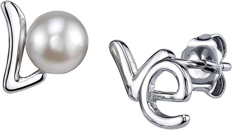 White Freshwater Cultured Pearl Love earring for Women