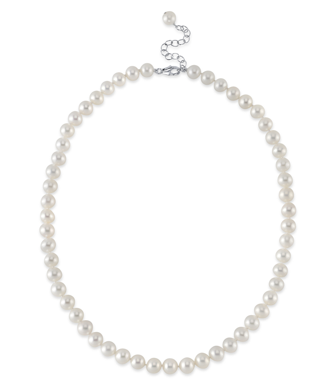 8.0-8.5mm White Freshwater Pearl Adjustable Necklace