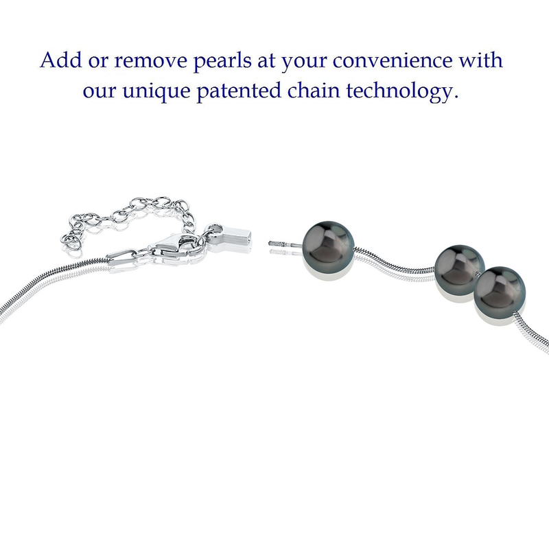 Pearl Moments - 8mm Tahitian South Sea Pearl Silver Adjustable Chain Necklace - Secondary Image