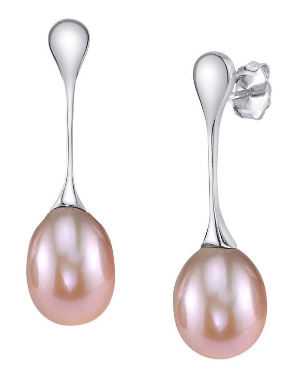 Pink Freshwater Pearl Long Drop Earrings