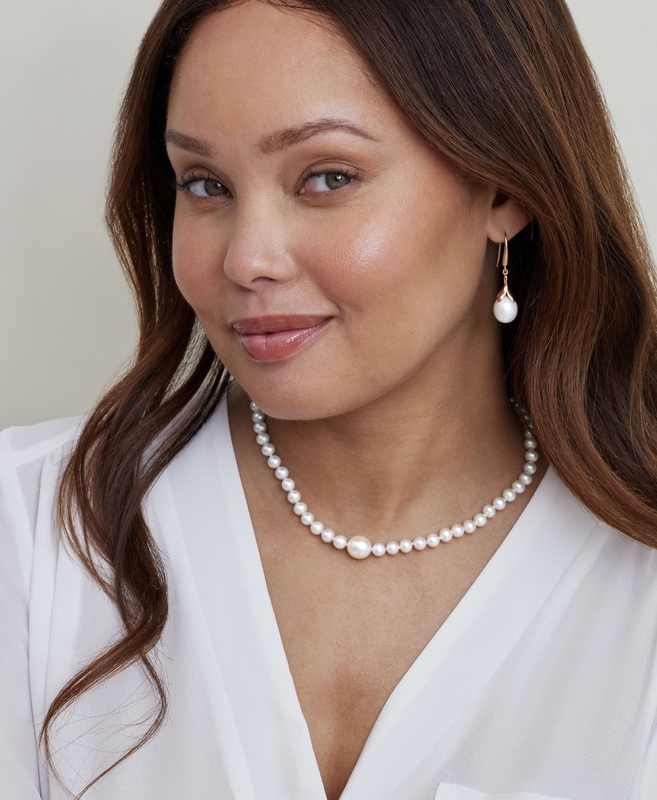 Freshwater Pearl Olive Drop Earrings - Secondary Image