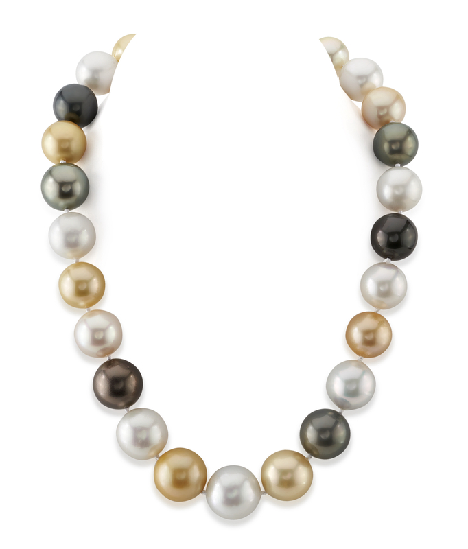 15-17mm South Sea Multicolor Round Pearl Necklace - AAA Quality