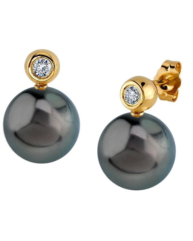 Tahitian South Sea Pearl & Diamond Dakota Earrings - Model Image