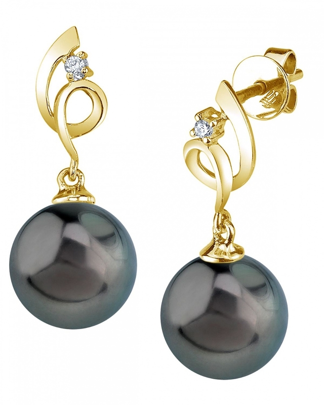 Tahitian South Sea Pearl & Diamond Symphony Earrings - Secondary Image