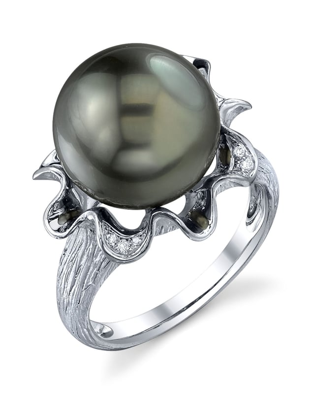 Tahitian South Sea Pearl & Diamond Robin Ring