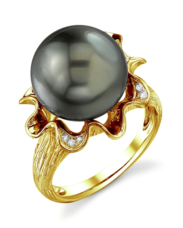 Tahitian South Sea Pearl & Diamond Robin Ring - Secondary Image
