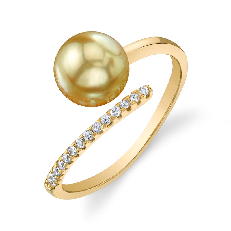 Golden South Sea Pearl & Diamond Valentina Ring