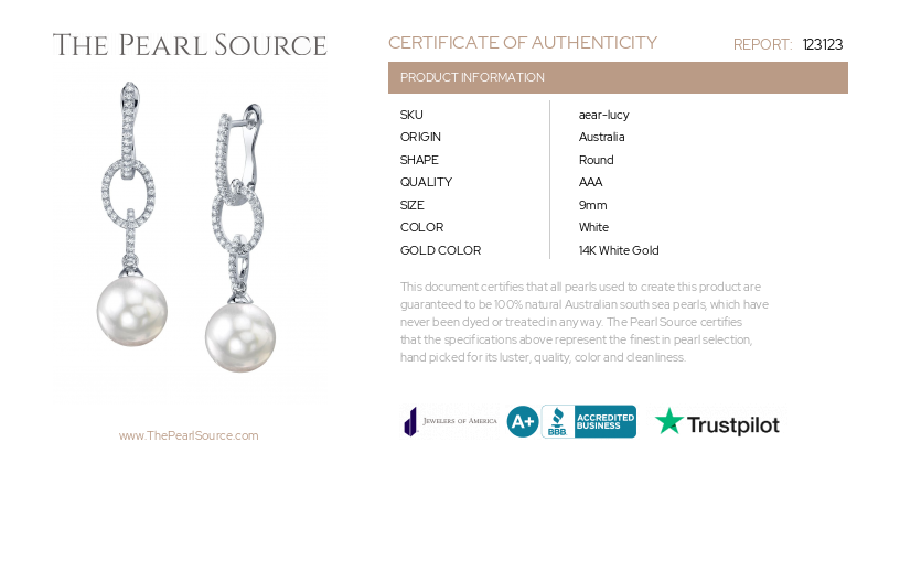 South Sea Pearl & Diamond Lucy Earrings-Certificate