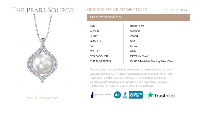 South Sea Pearl & Diamond Clara Pendant-Certificate