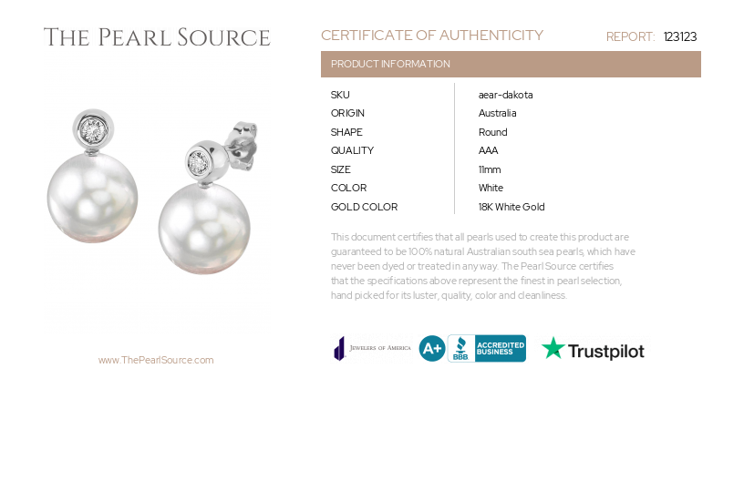 White South Sea Pearl & Diamond Dakota Earrings-Certificate