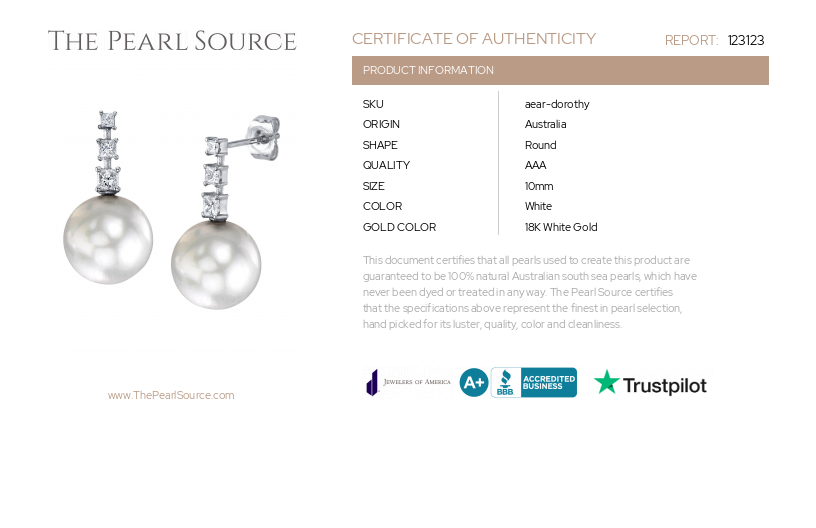 South Sea Pearl & Diamond Dorothy Earrings-Certificate