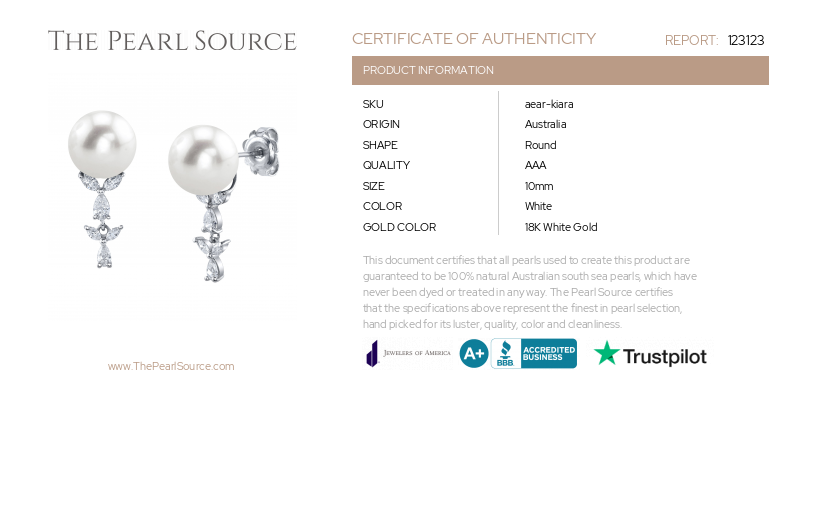 White South Sea Pearl & Diamond Kiara Earrings-Certificate